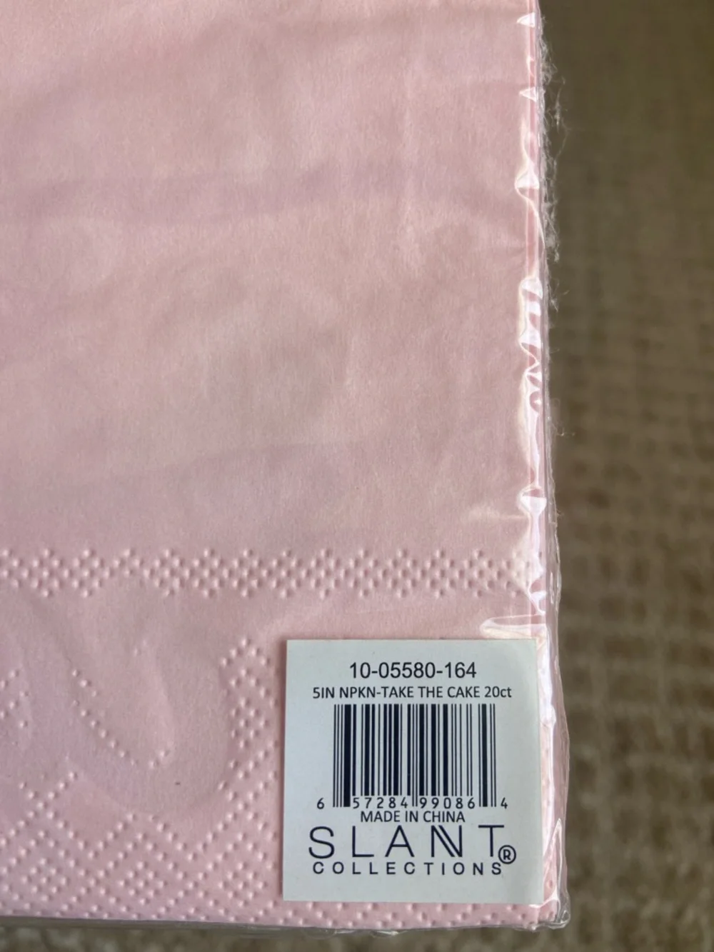 Bundle of‎ 3 Pink 'You Take The Cake' Decorative Party Napkins with Gold Foil